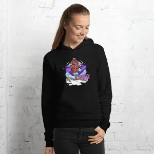Wally launching over sign snowboard hoodie