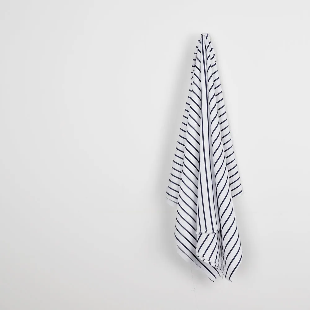 Weft Stripe Cotton Canvas - White / Navy