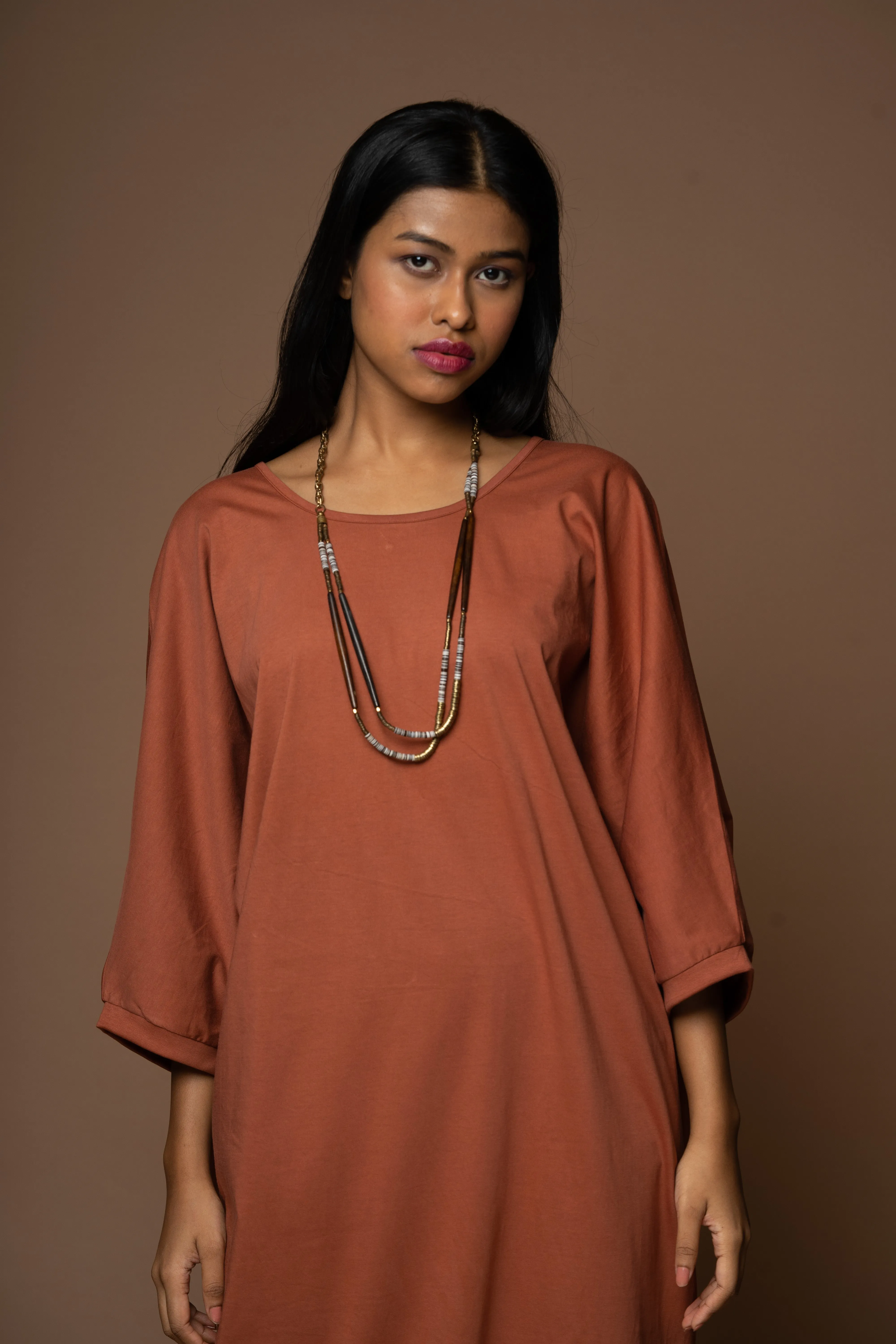 Wings of Style Jersey Dress - Rust