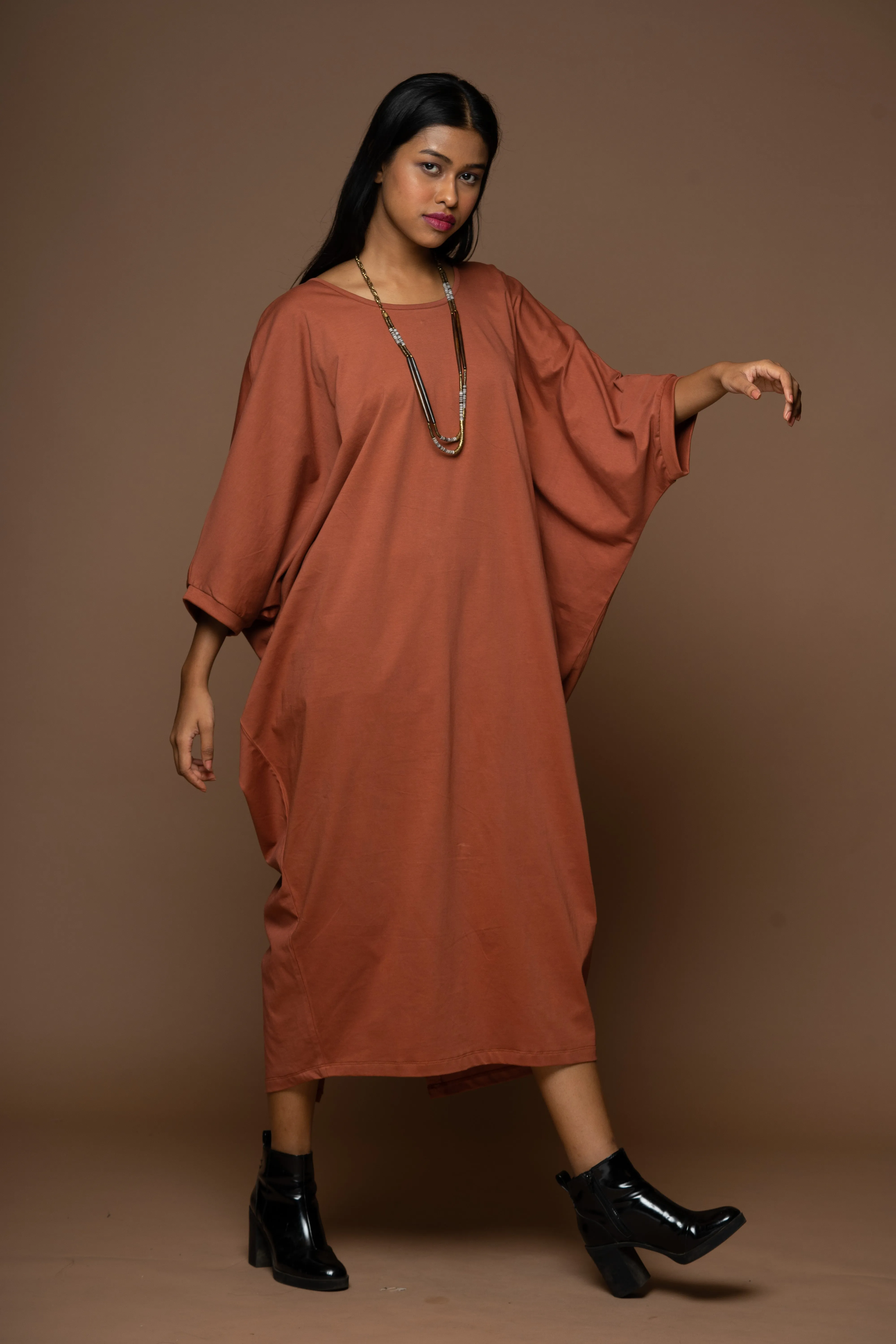 Wings of Style Jersey Dress - Rust