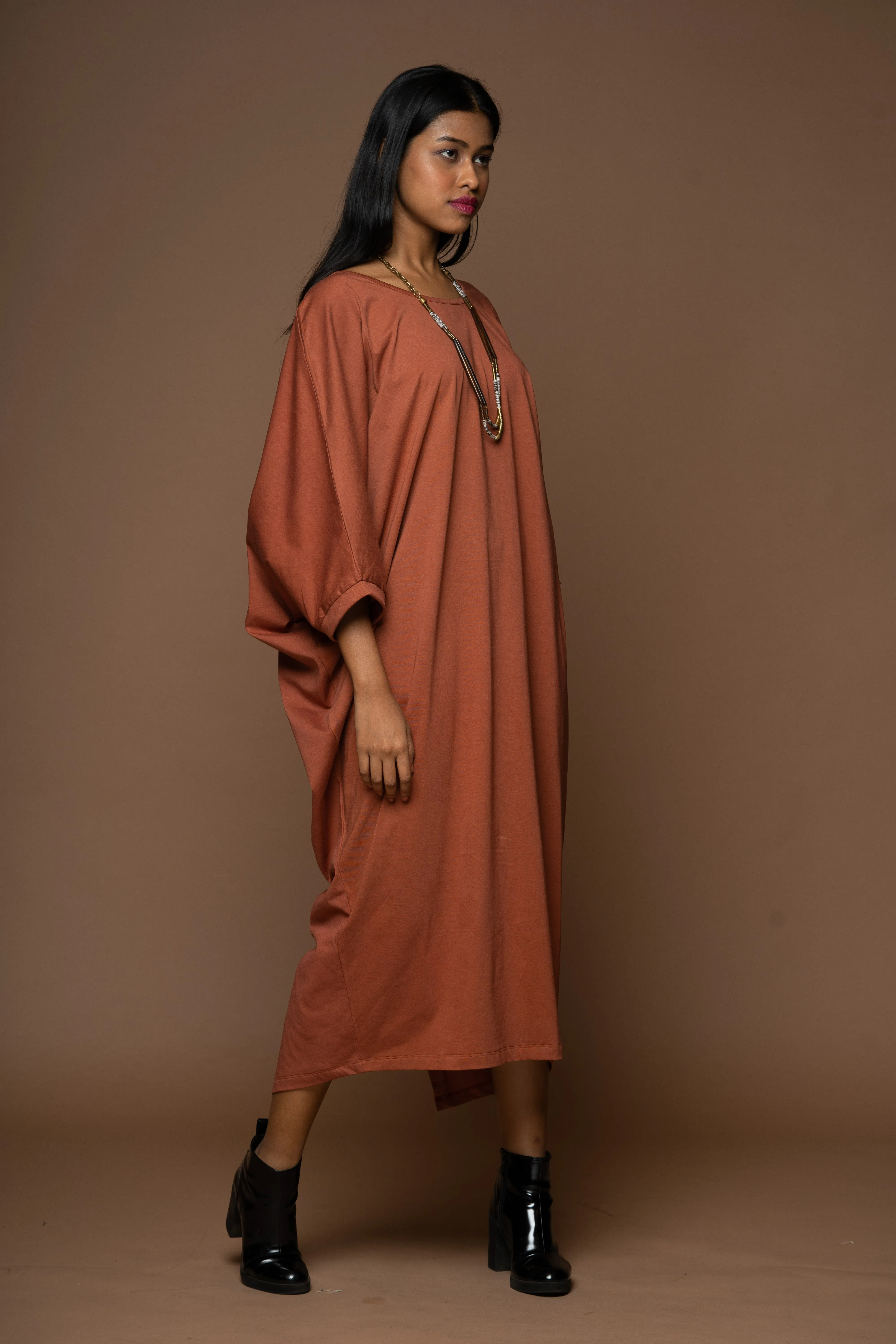 Wings of Style Jersey Dress - Rust