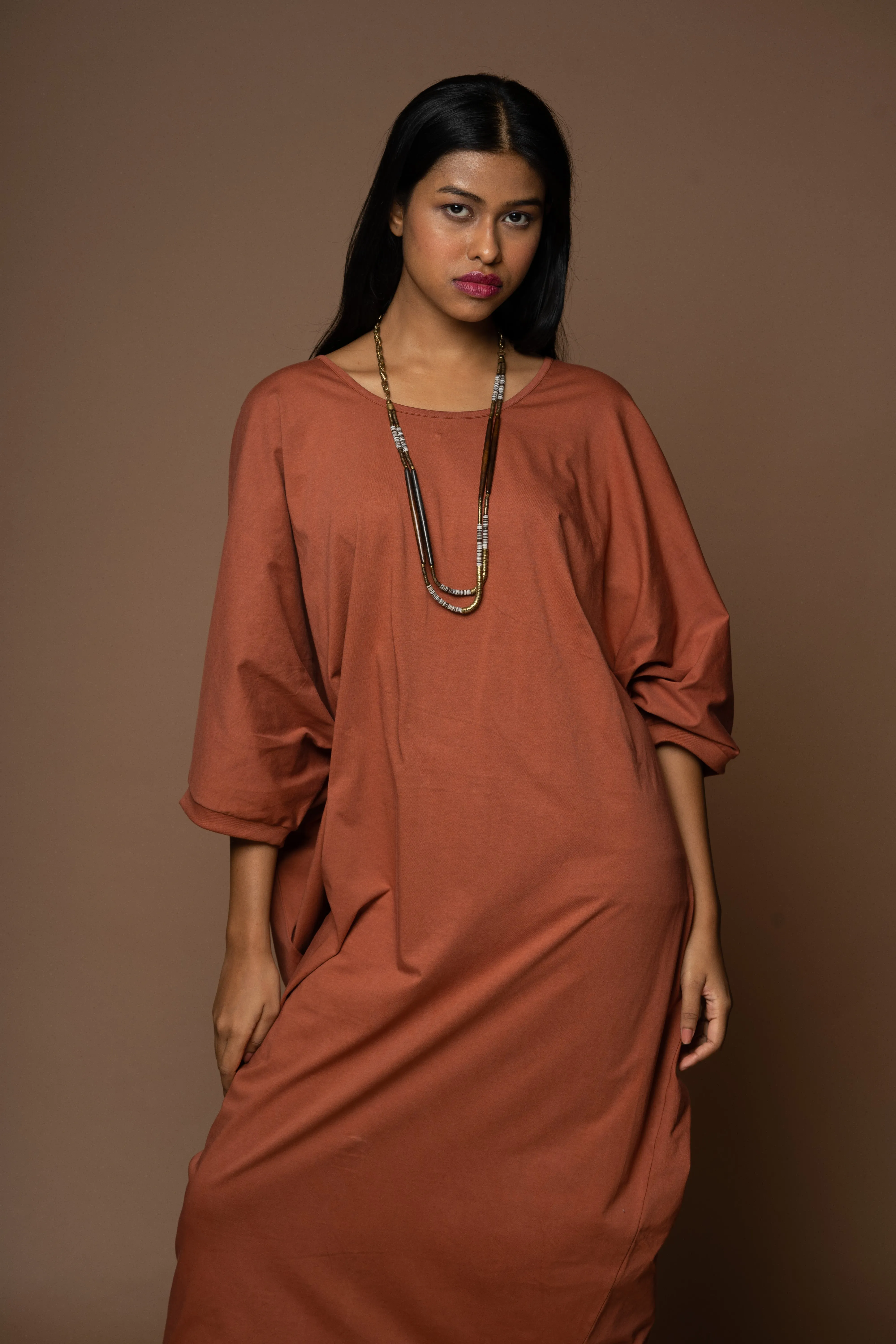 Wings of Style Jersey Dress - Rust