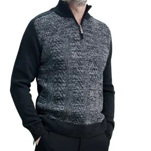 Winter - Half Zipper Collar - Wool-   Essential  Sweater Black and White
