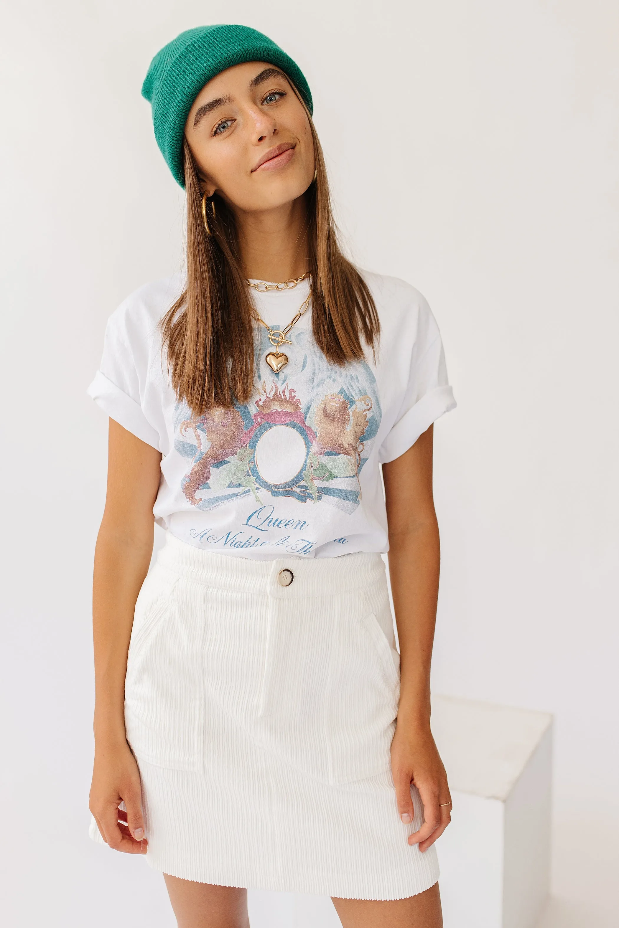 With The Band Mini Skirt// Cream