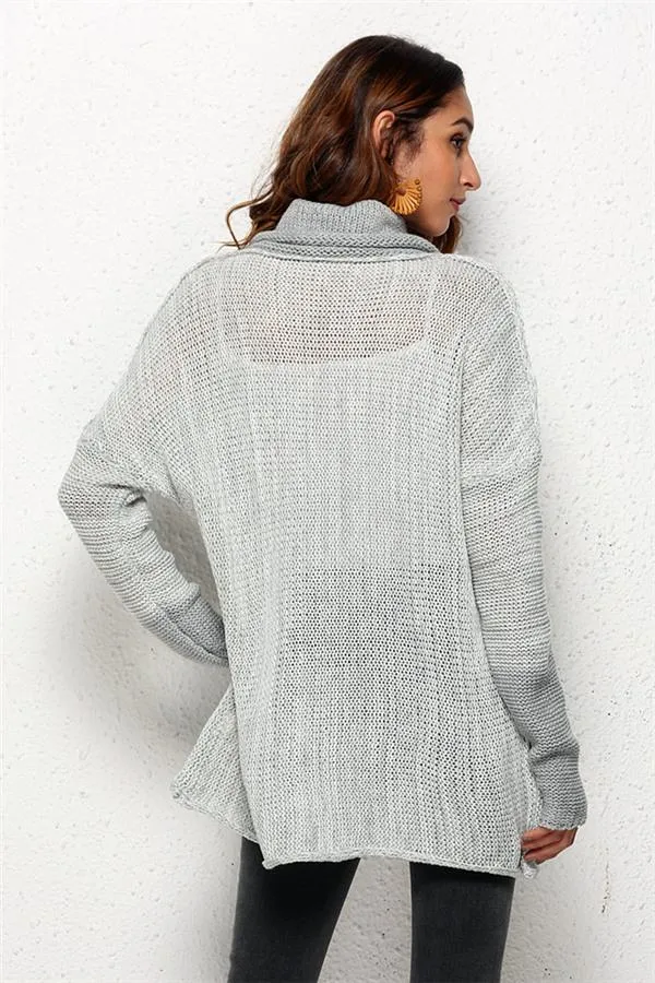 WOLFFMODE Oversized Sweater mit Stehkragen und Spliss