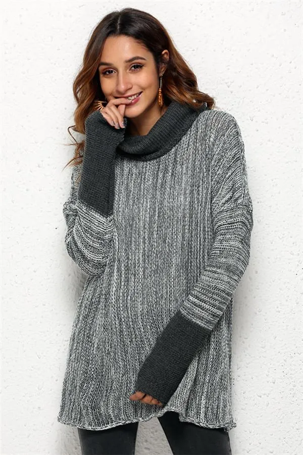 WOLFFMODE Oversized Sweater mit Stehkragen und Spliss
