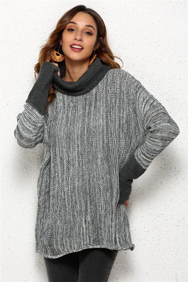 WOLFFMODE Oversized Sweater mit Stehkragen und Spliss