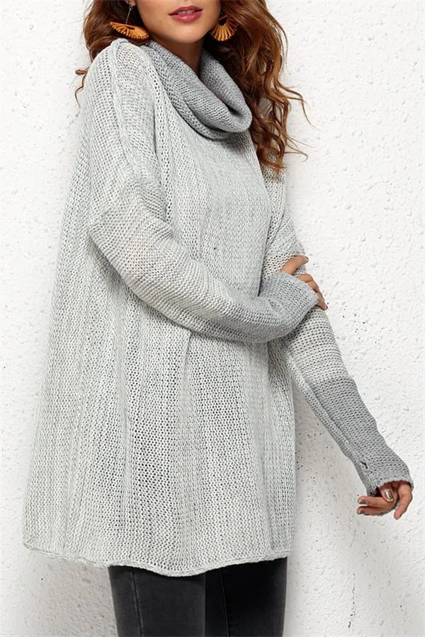 WOLFFMODE Oversized Sweater mit Stehkragen und Spliss