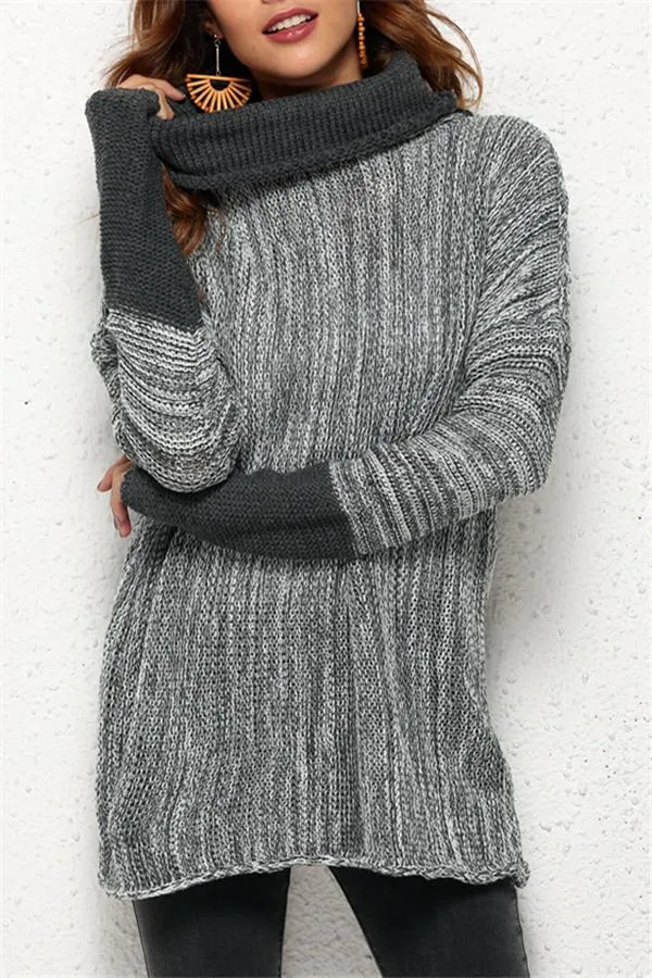 WOLFFMODE Oversized Sweater mit Stehkragen und Spliss
