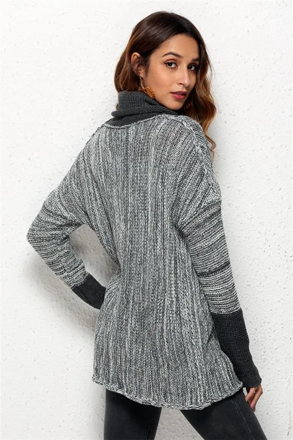 WOLFFMODE Oversized Sweater mit Stehkragen und Spliss