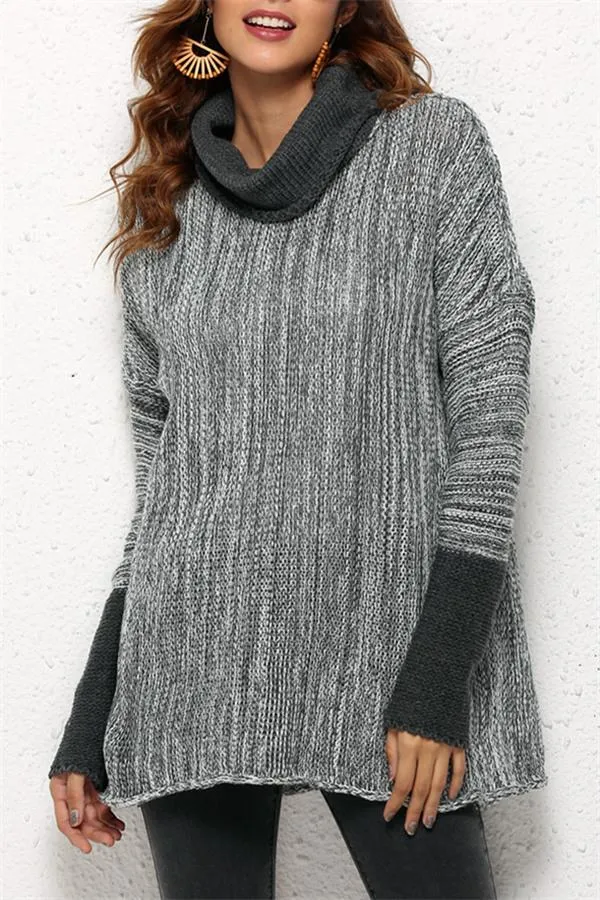 WOLFFMODE Oversized Sweater mit Stehkragen und Spliss