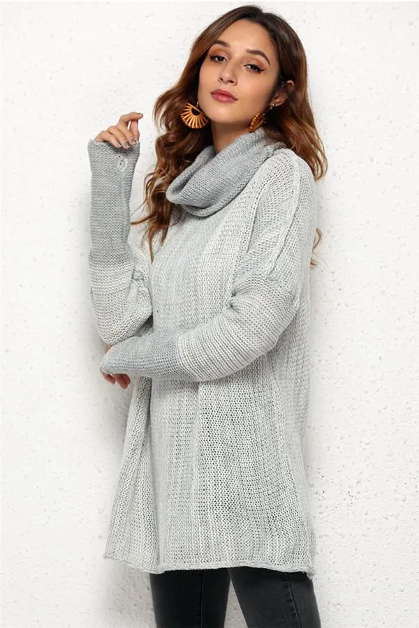 WOLFFMODE Oversized Sweater mit Stehkragen und Spliss