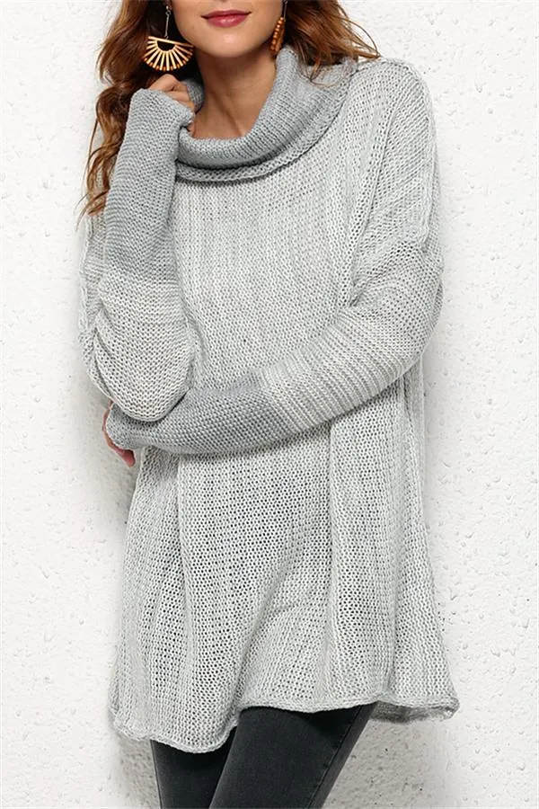 WOLFFMODE Oversized Sweater mit Stehkragen und Spliss