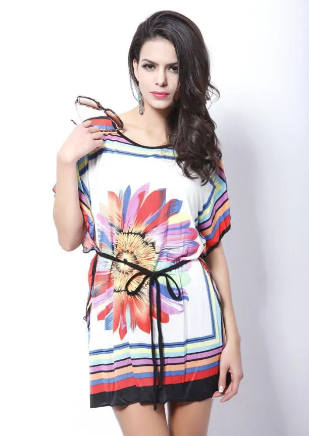 women dresses Loose Ethnic Print Skater Batwing sleeve tunics vintage Sexy bohemian dress plus size summer