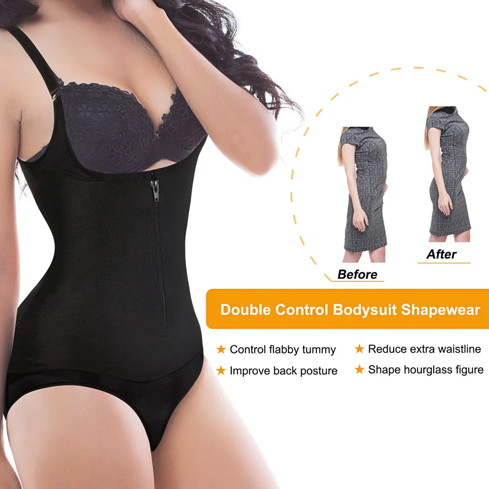 Women Latex Waist Trainer Bodysuit Slim Zipper