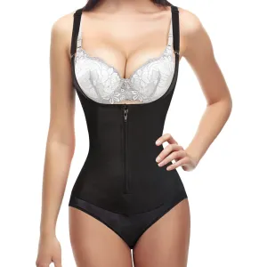 Women Latex Waist Trainer Bodysuit Slim Zipper