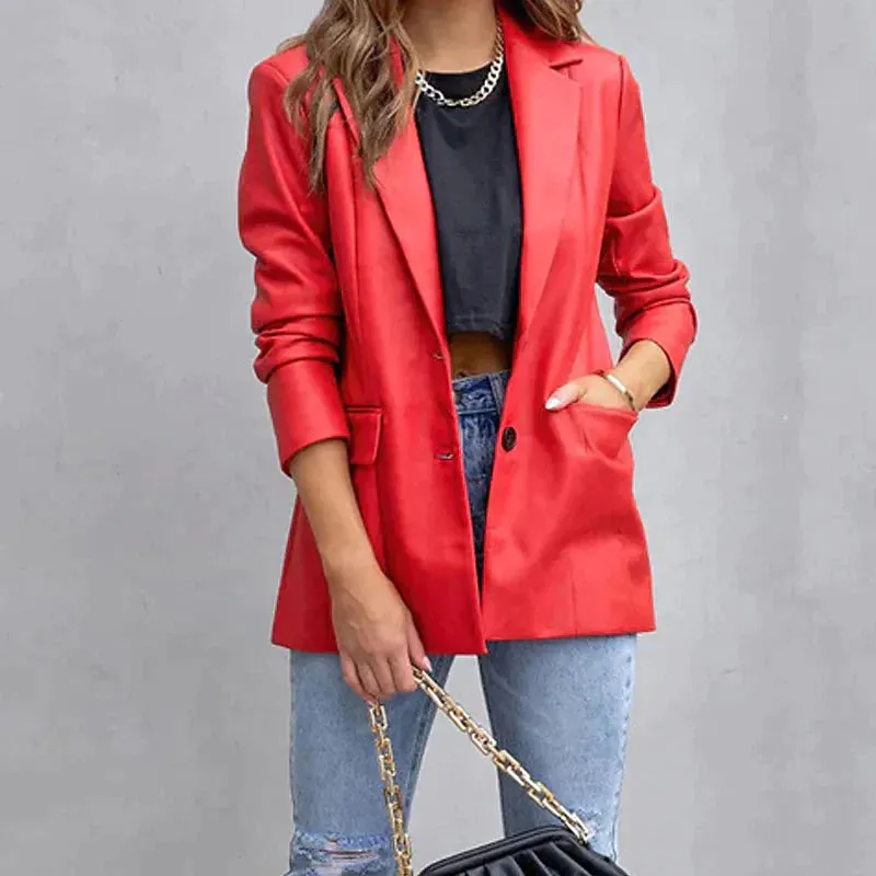 Women's Blazer Warm Breathable Outdoor Office Street Pocket Single Breasted Turndown