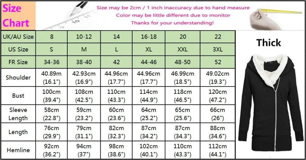 Womens Hoodies Warm Fleece Cotton Coat Zip Up Outerwear Hooded Sweatshirts Casual Long Jacket