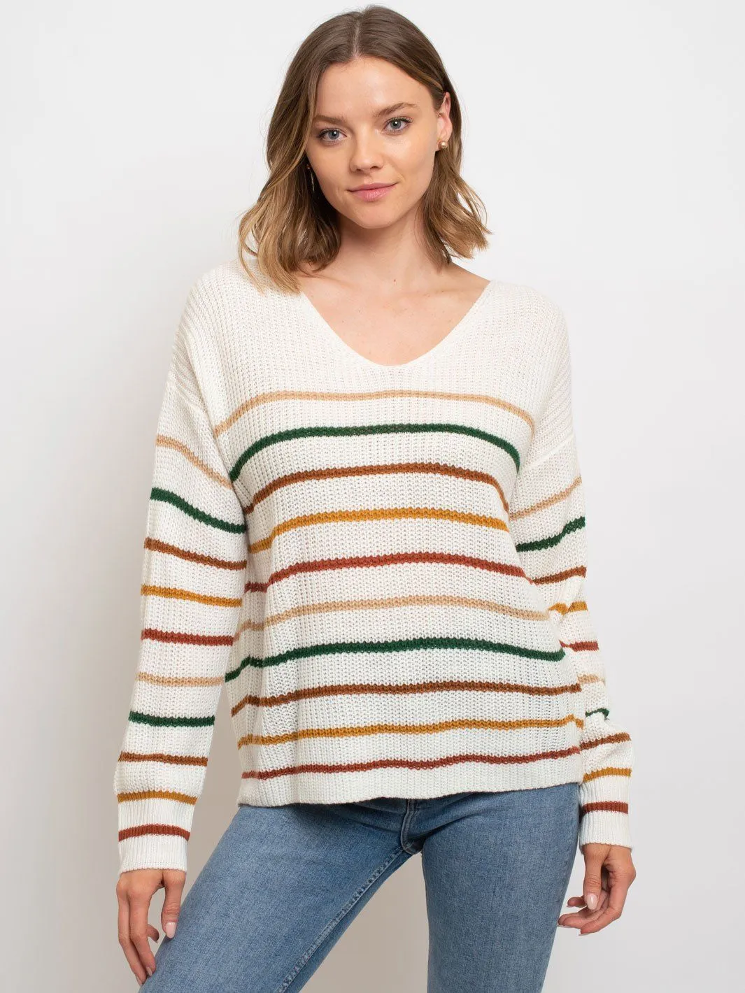 WOMEN'S MULTI STRIPES SWEATER