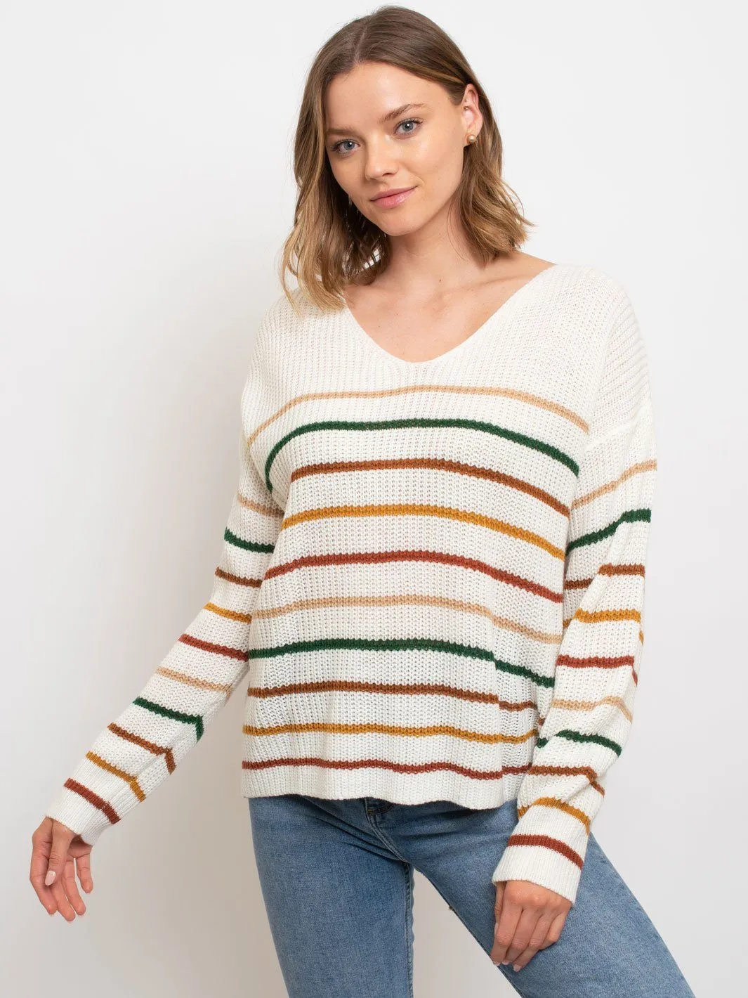 WOMEN'S MULTI STRIPES SWEATER