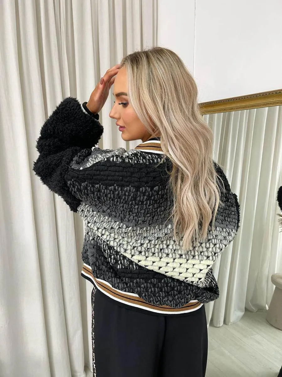 Womens Teddy Textured Bomber Jacket