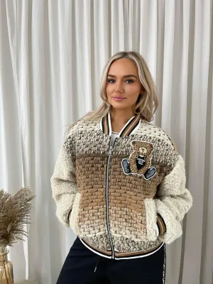 Womens Teddy Textured Bomber Jacket