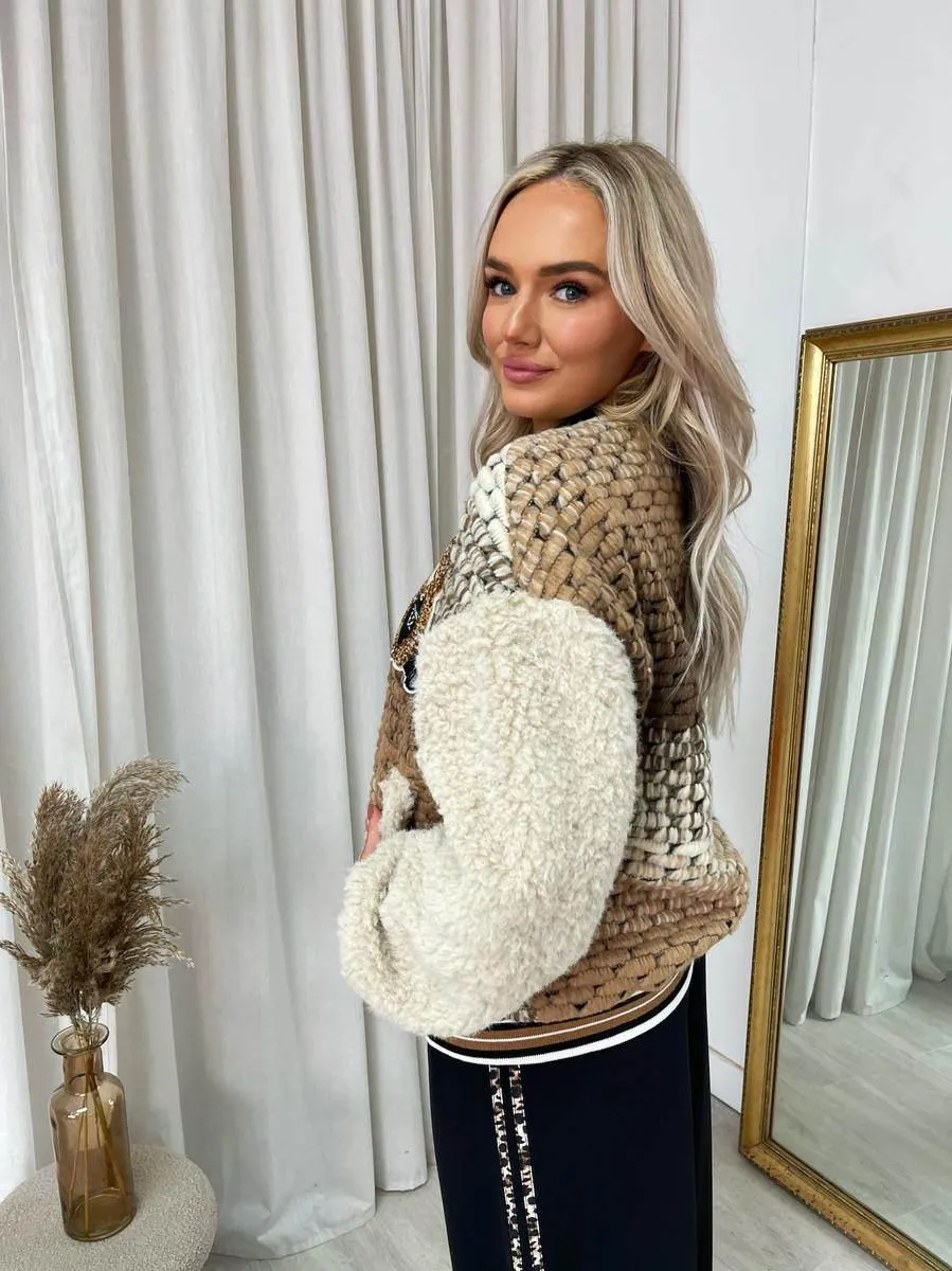 Womens Teddy Textured Bomber Jacket