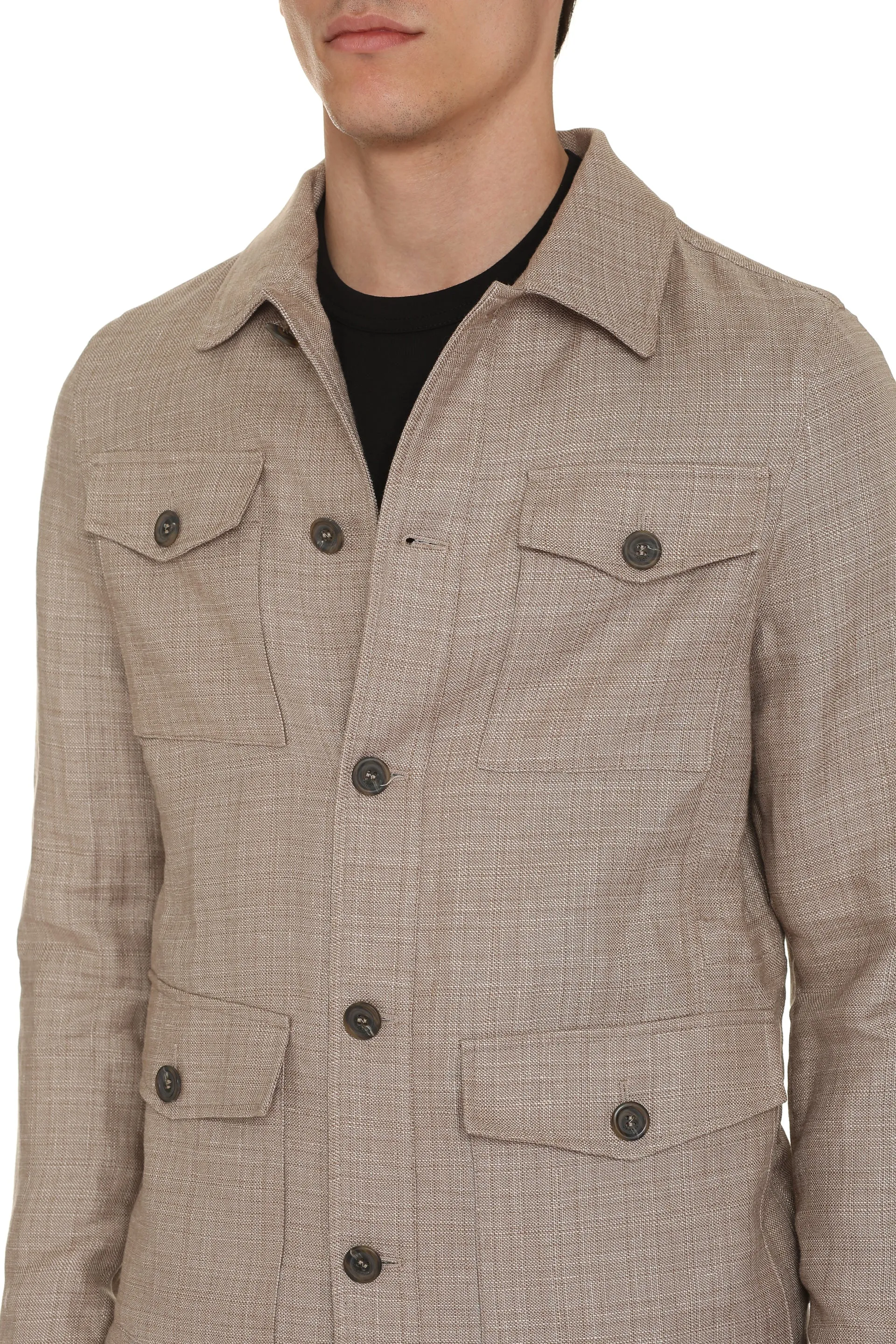 Wool blend single-breast jacket