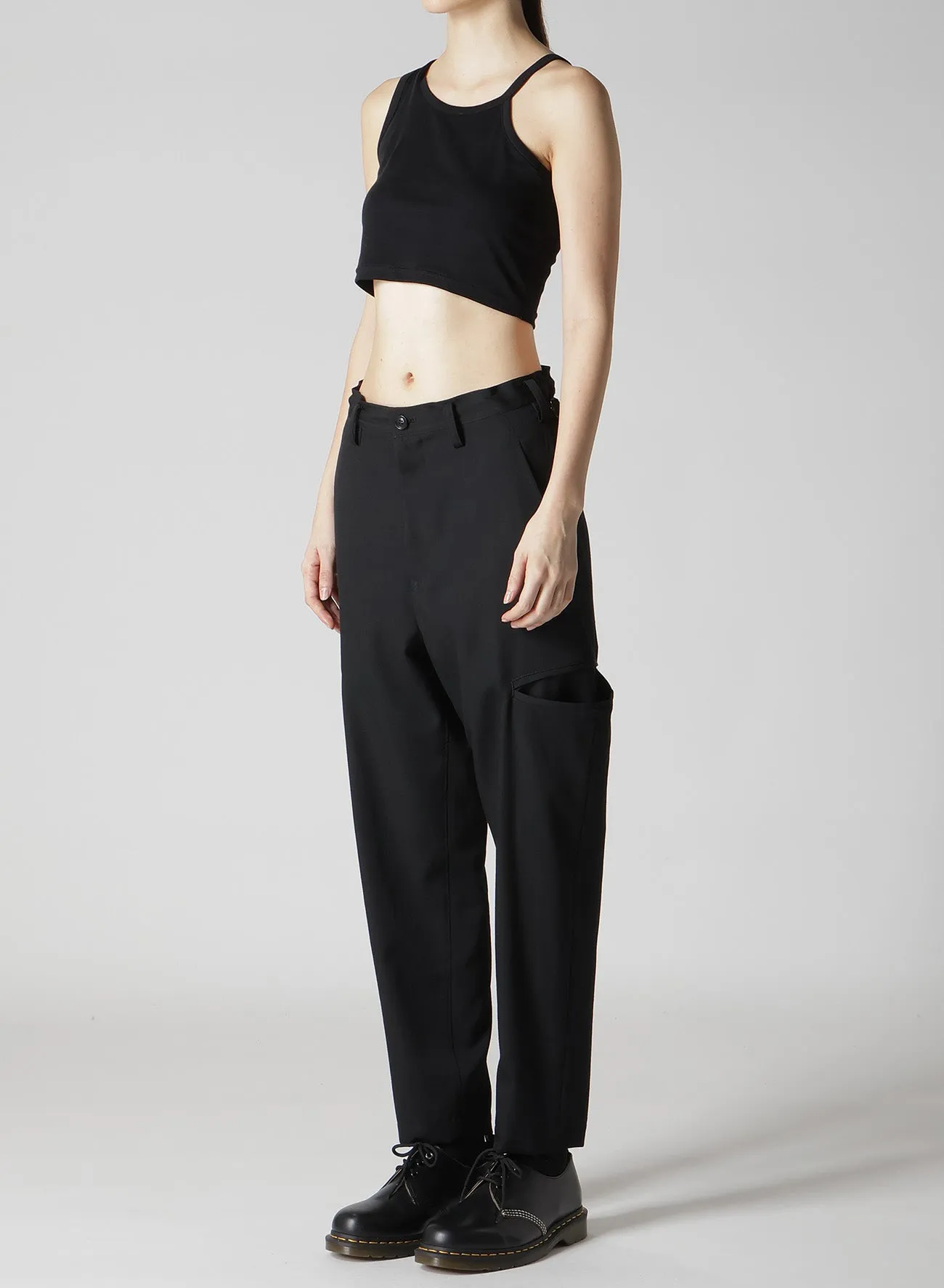 WOOL GABARDINE TAPERED PANTS