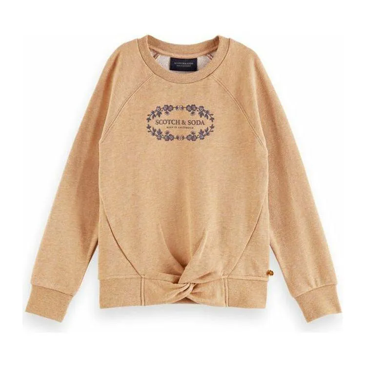 Wrap-Over Artwork Sweatshirt - Sand Melange