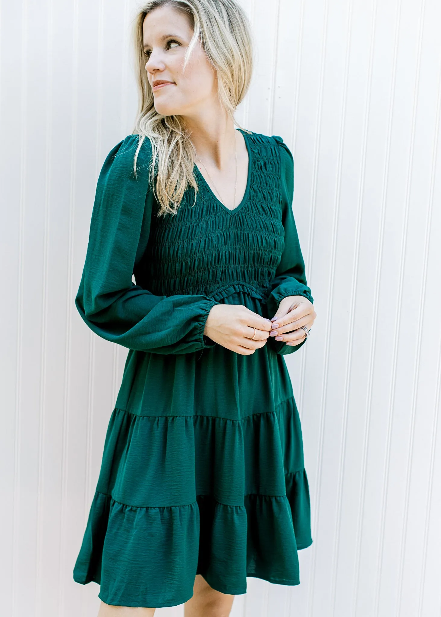 X Emerald Green Smocked Dress
