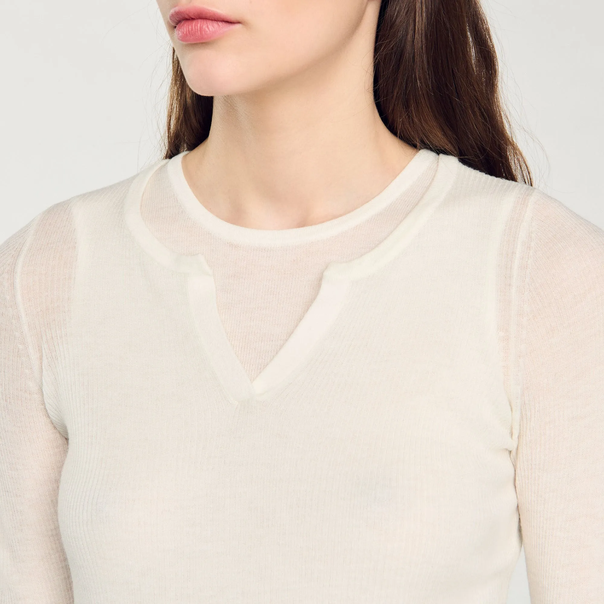 Yago Wool Layered Effect Jumper Ecru