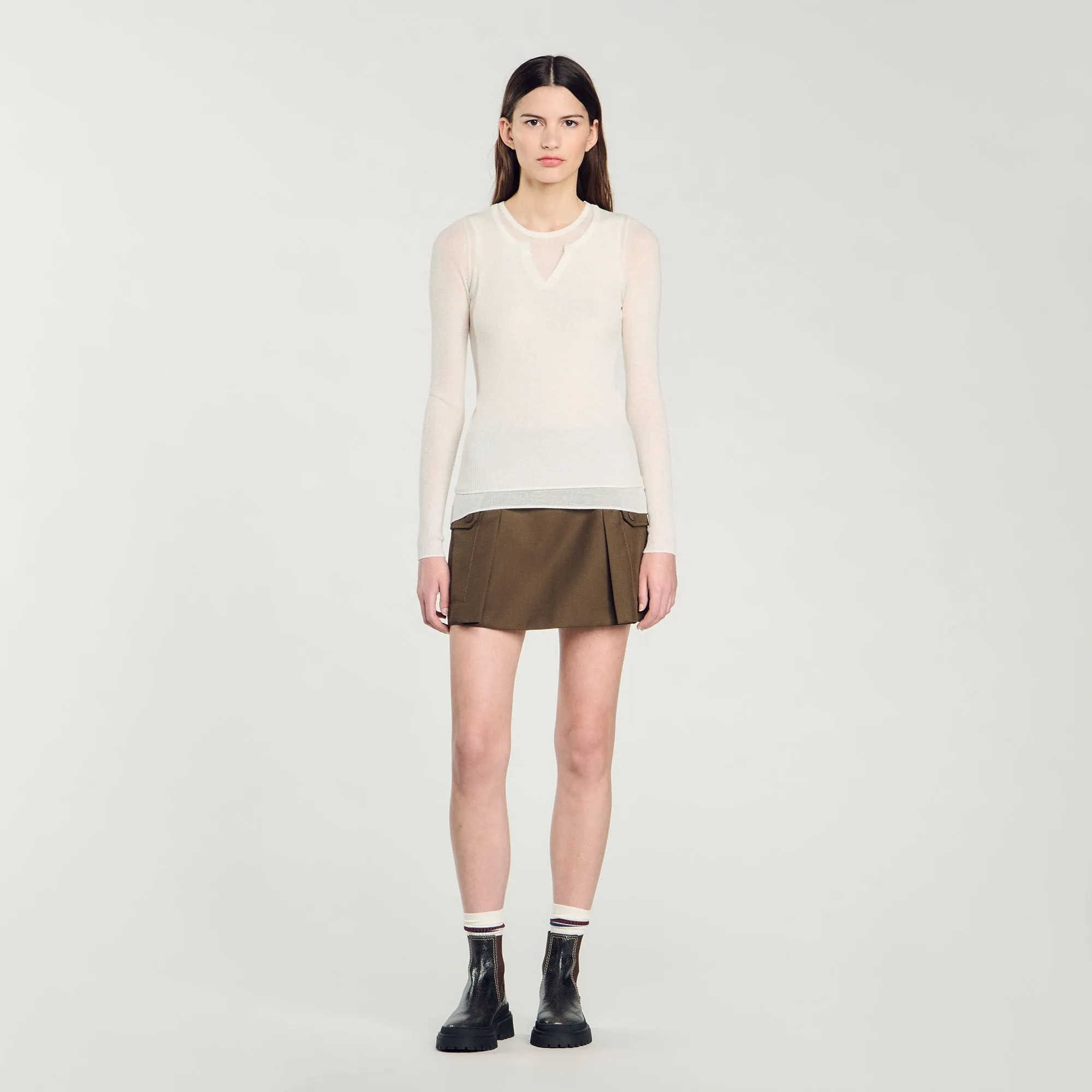 Yago Wool Layered Effect Jumper Ecru