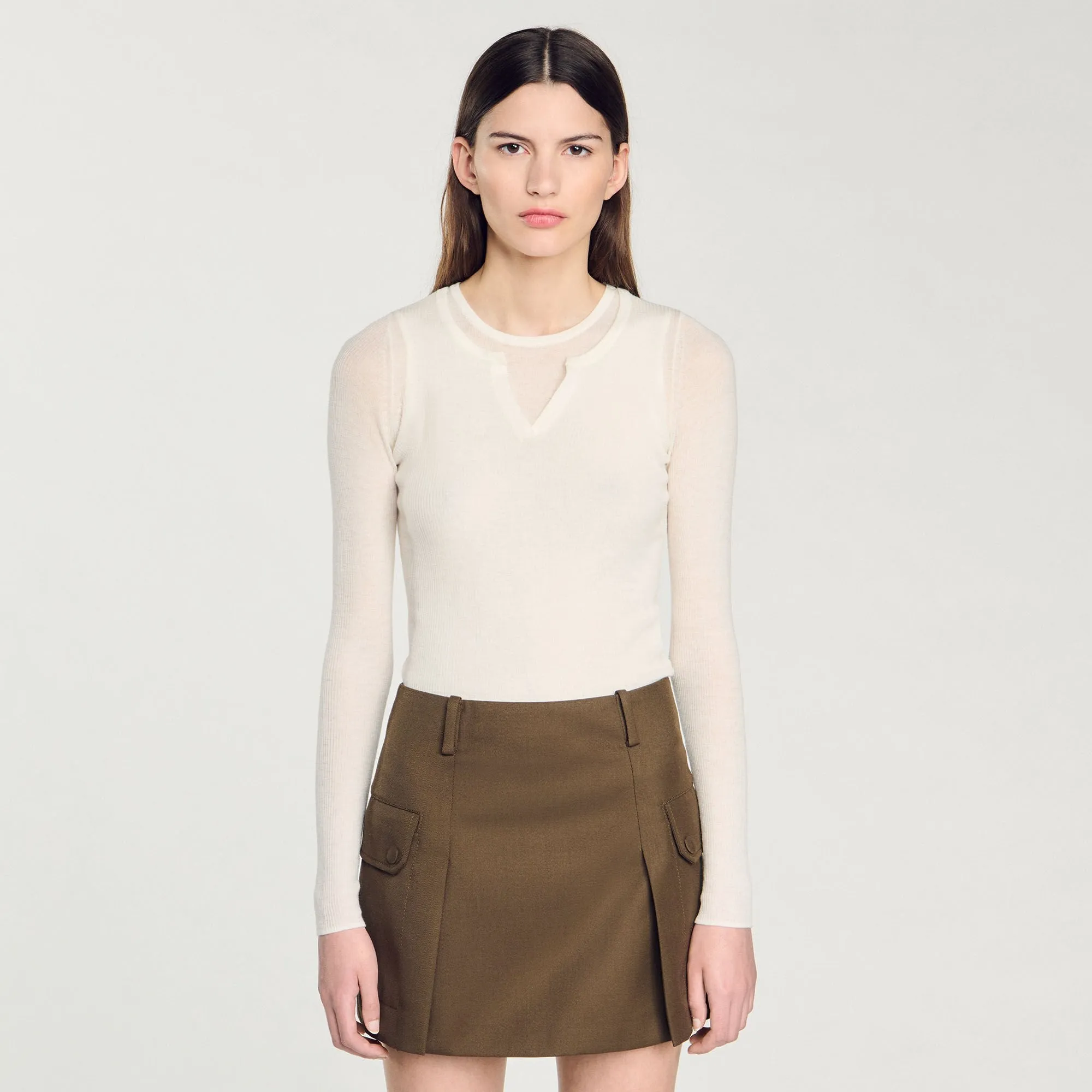 Yago Wool Layered Effect Jumper Ecru