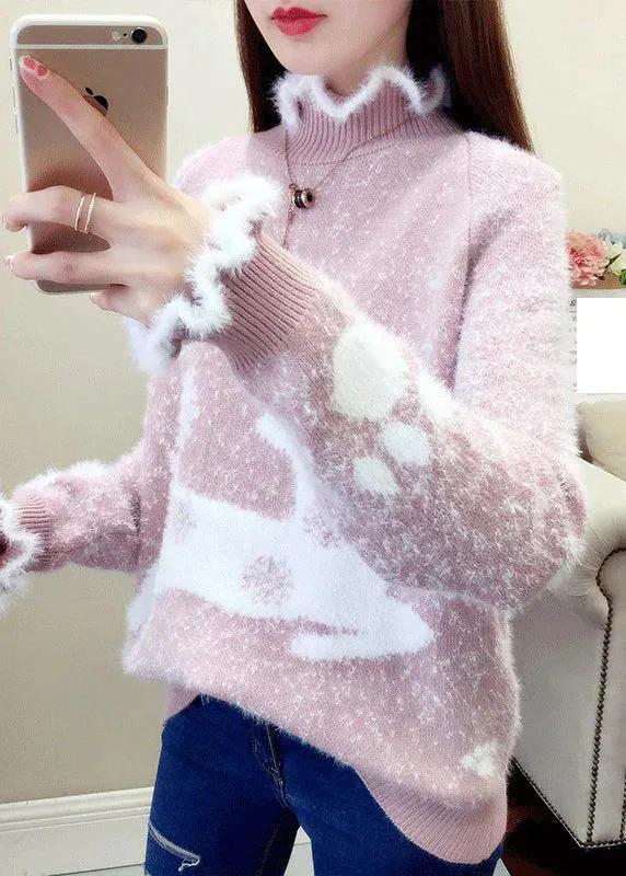 Yaretzi Casual Sweater: Ruffles & Luxurious Mink Hair Embroidery