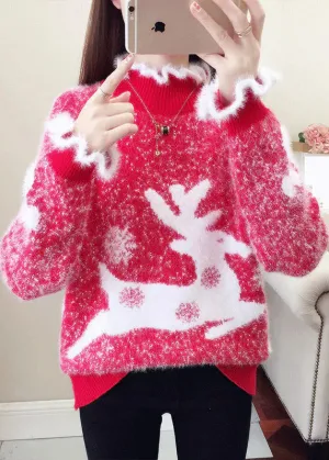Yaretzi Casual Sweater: Ruffles & Luxurious Mink Hair Embroidery