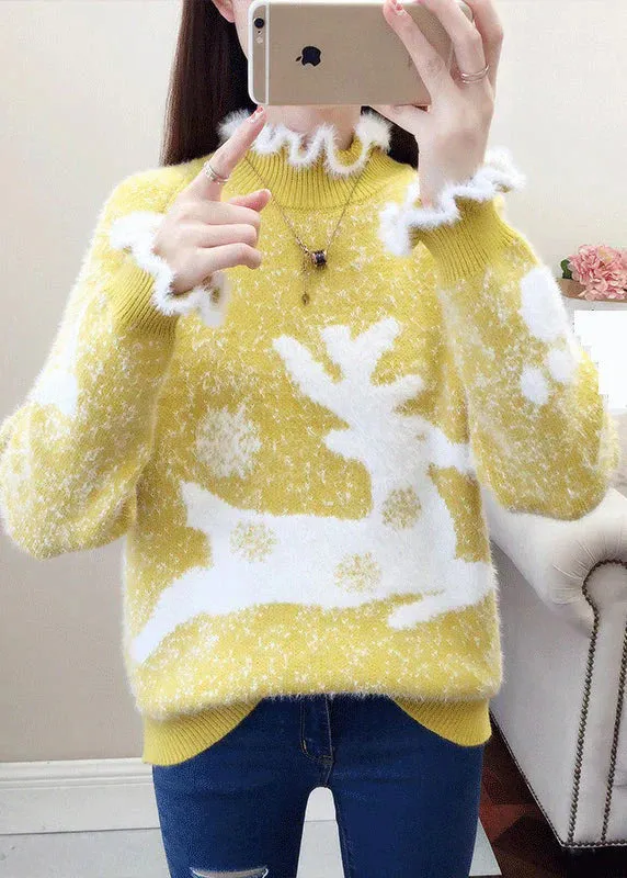 Yaretzi Casual Sweater: Ruffles & Luxurious Mink Hair Embroidery