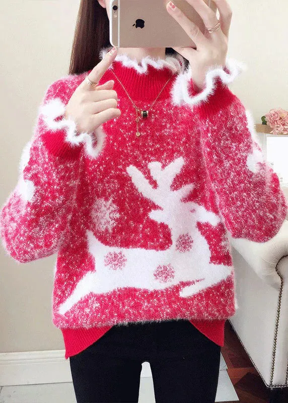 Yaretzi Casual Sweater: Ruffles & Luxurious Mink Hair Embroidery