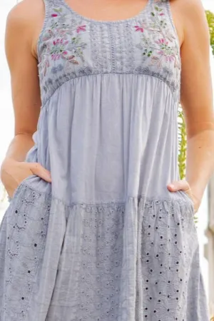 Young Threads Embroidered Patchwork Dress With Lace Trim. Fall Clearance!