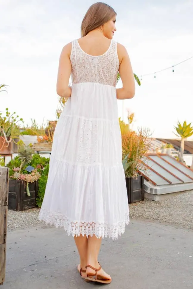 Young Threads Embroidered Patchwork Dress With Lace Trim. Fall Clearance!