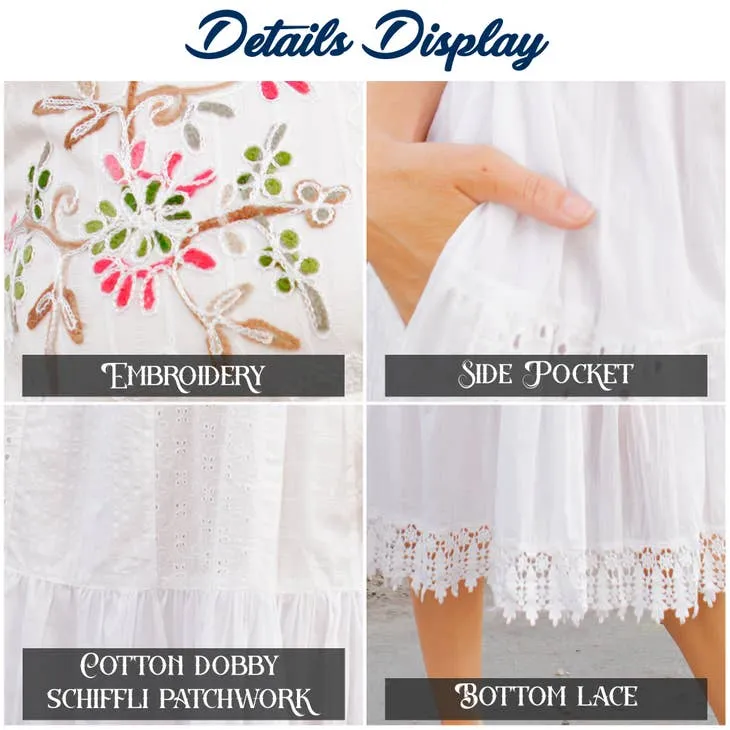 Young Threads Embroidered Patchwork Dress With Lace Trim. Fall Clearance!