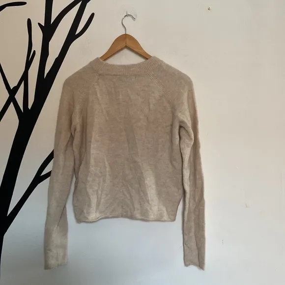 Zara cream angora alpaca wool blend fuzzy sweater, S