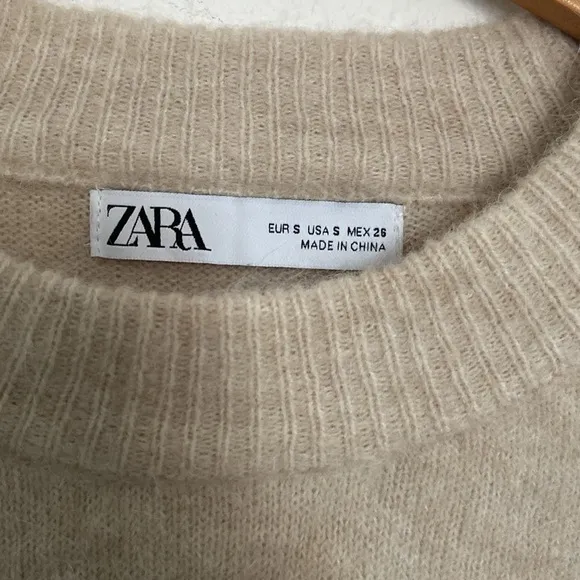 Zara cream angora alpaca wool blend fuzzy sweater, S